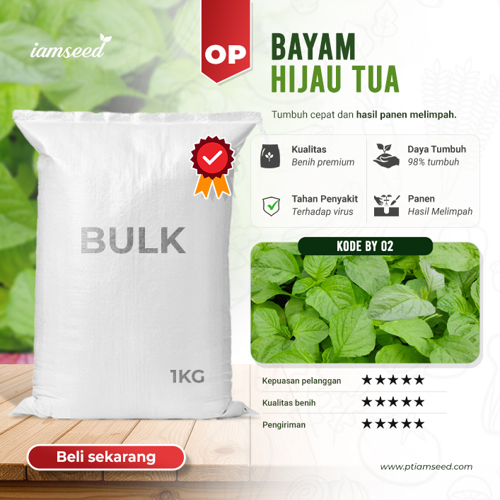 BULK 1kg – bayam hijau tua OP (BY 02) - PT. Indoseed Agri Makmur