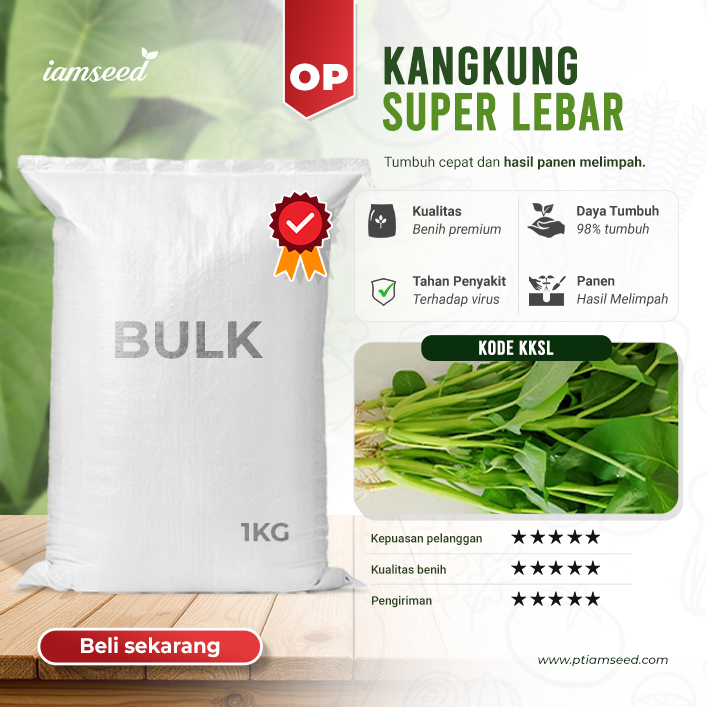 BULK 1kg – kangkung super lebar OP (KKSL) - PT. Indoseed Agri Makmur